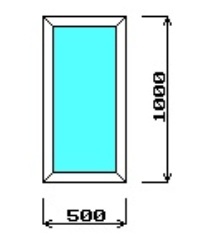 Пластиковое окно 500 х 1000 мм глухое
