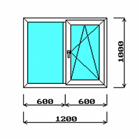Пластиковое окно 1200 х 1000 мм поворотно-откидное