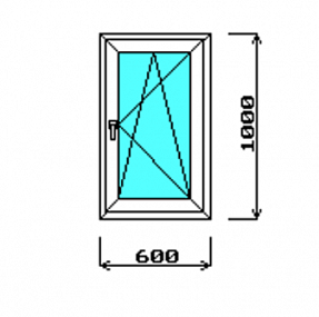 Пластиковое окно 600 х 1000 мм одностворчатое поворотно-откидное
